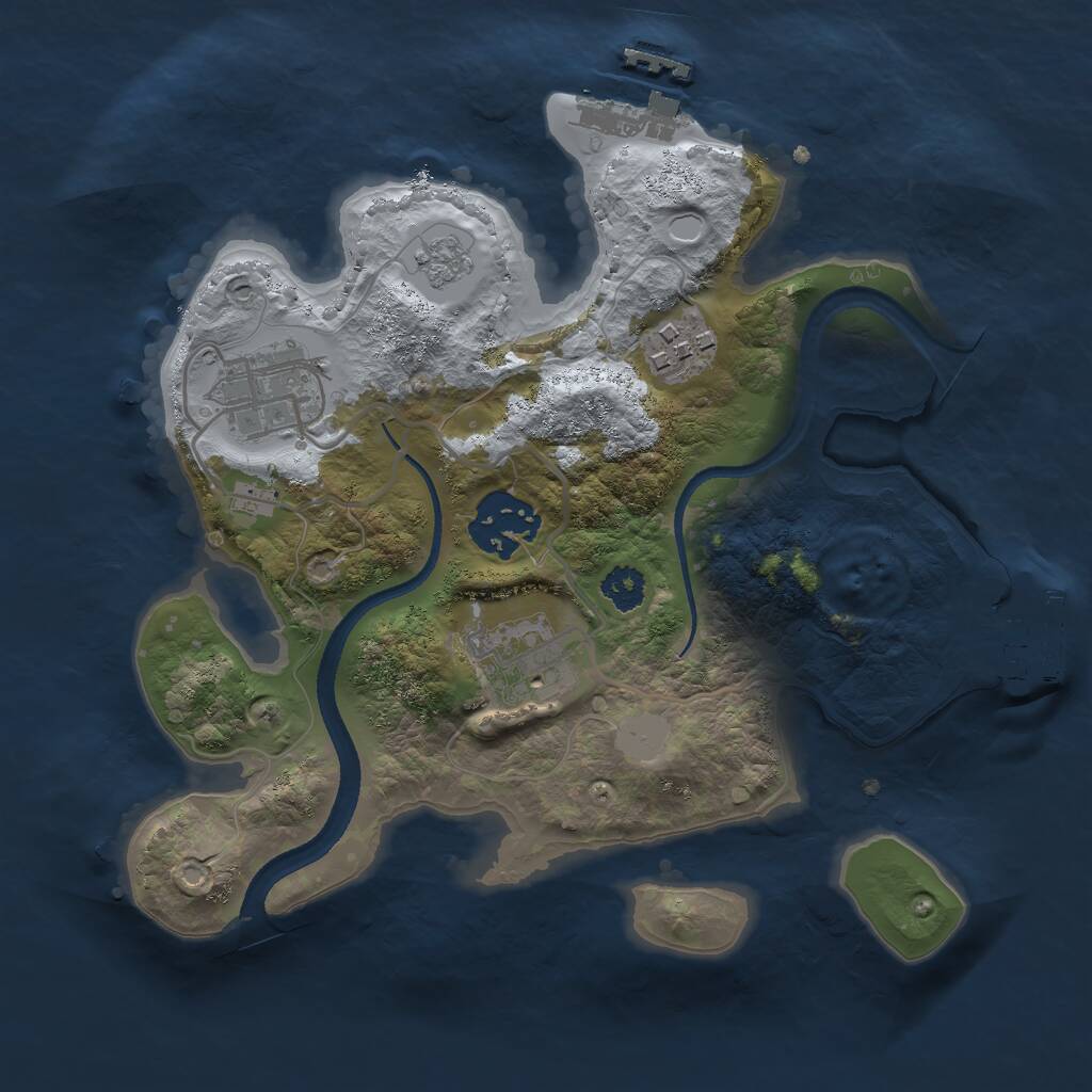Rust Map: Procedural Map, Size: 2500, Seed: 888, 8 Monuments