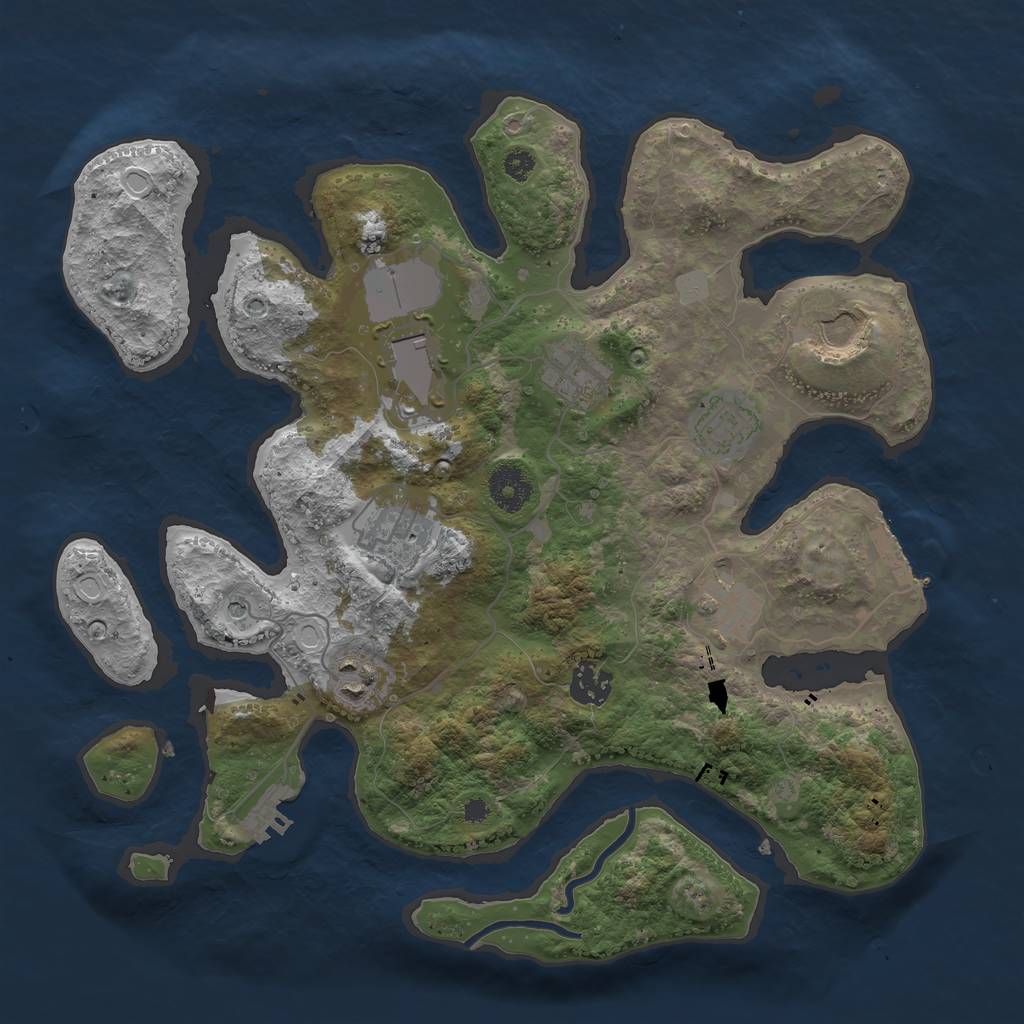 Rust Map: Procedural Map, Size: 3500, Seed: 315837400, 16 Monuments