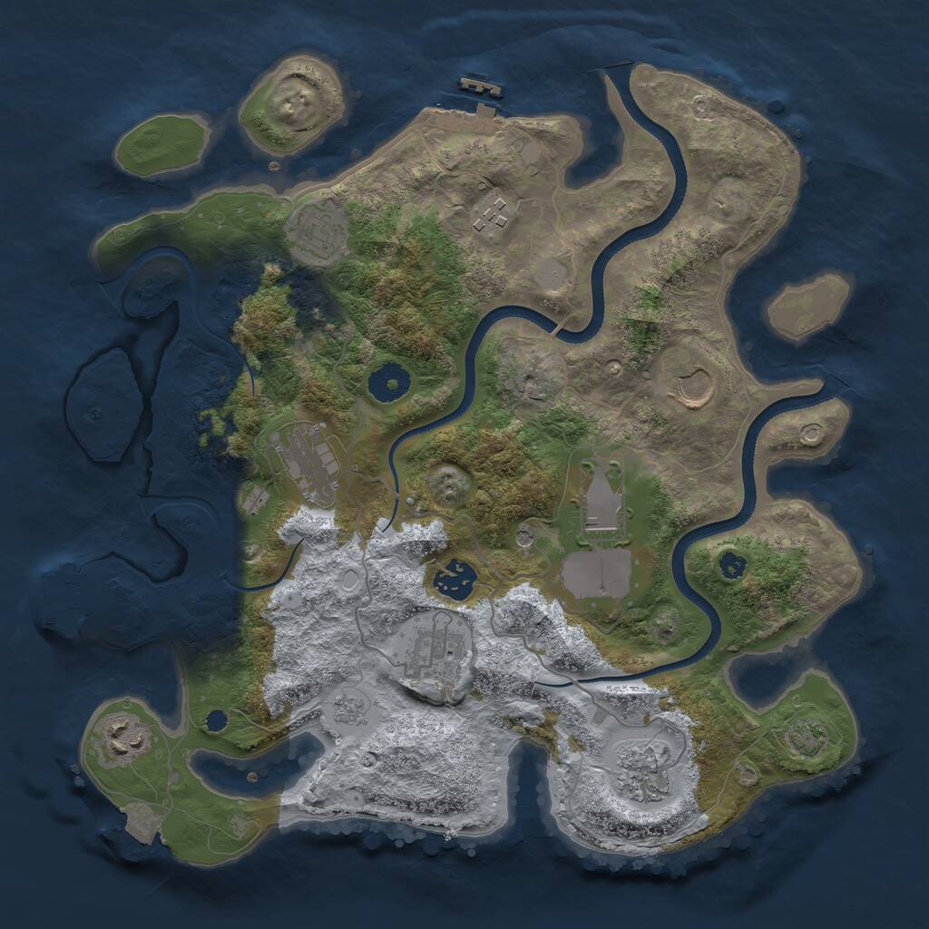 Rust Map: Procedural Map, Size: 3500, Seed: 984, 15 Monuments