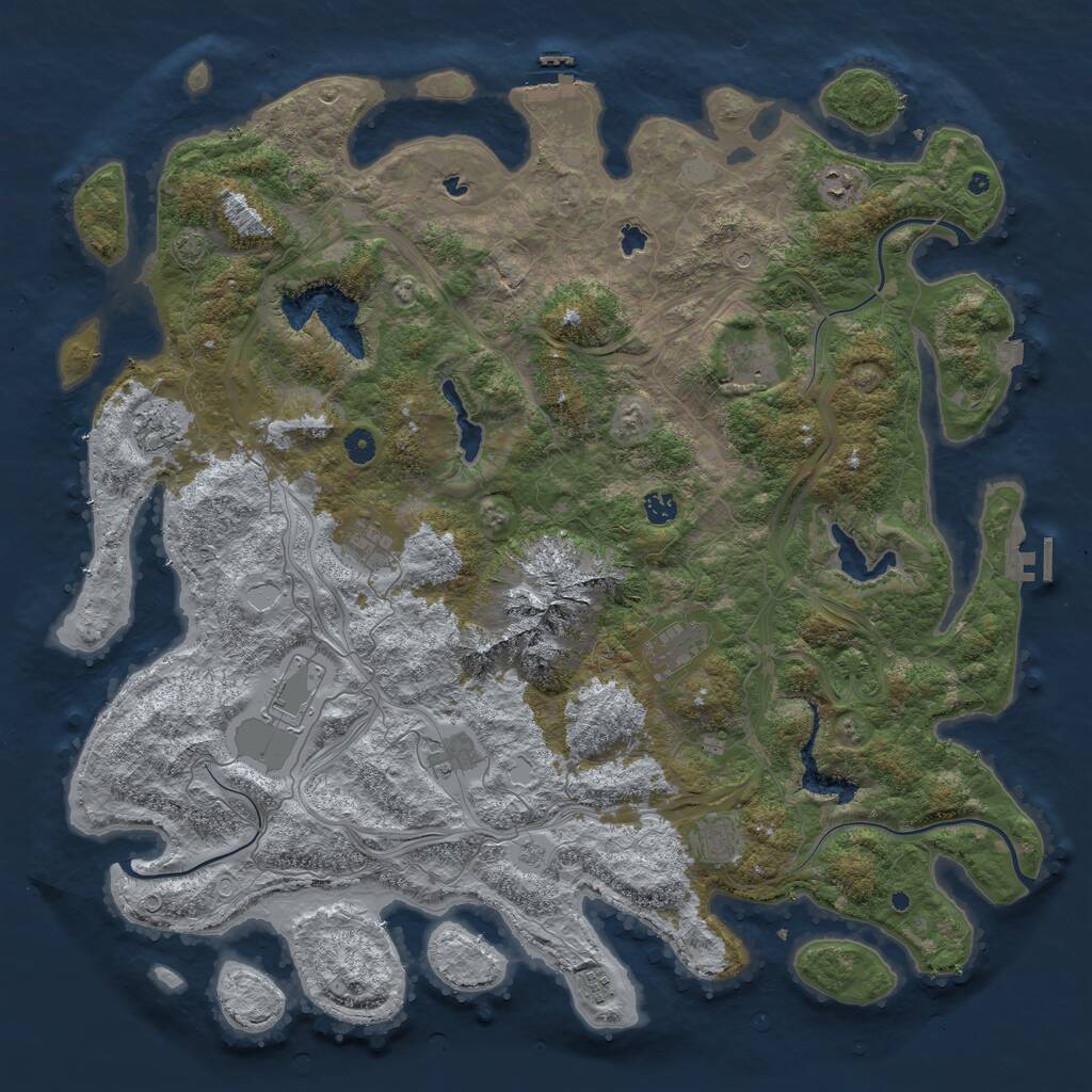 Rust Map: Procedural Map, Size: 5000, Seed: 12341234, 16 Monuments