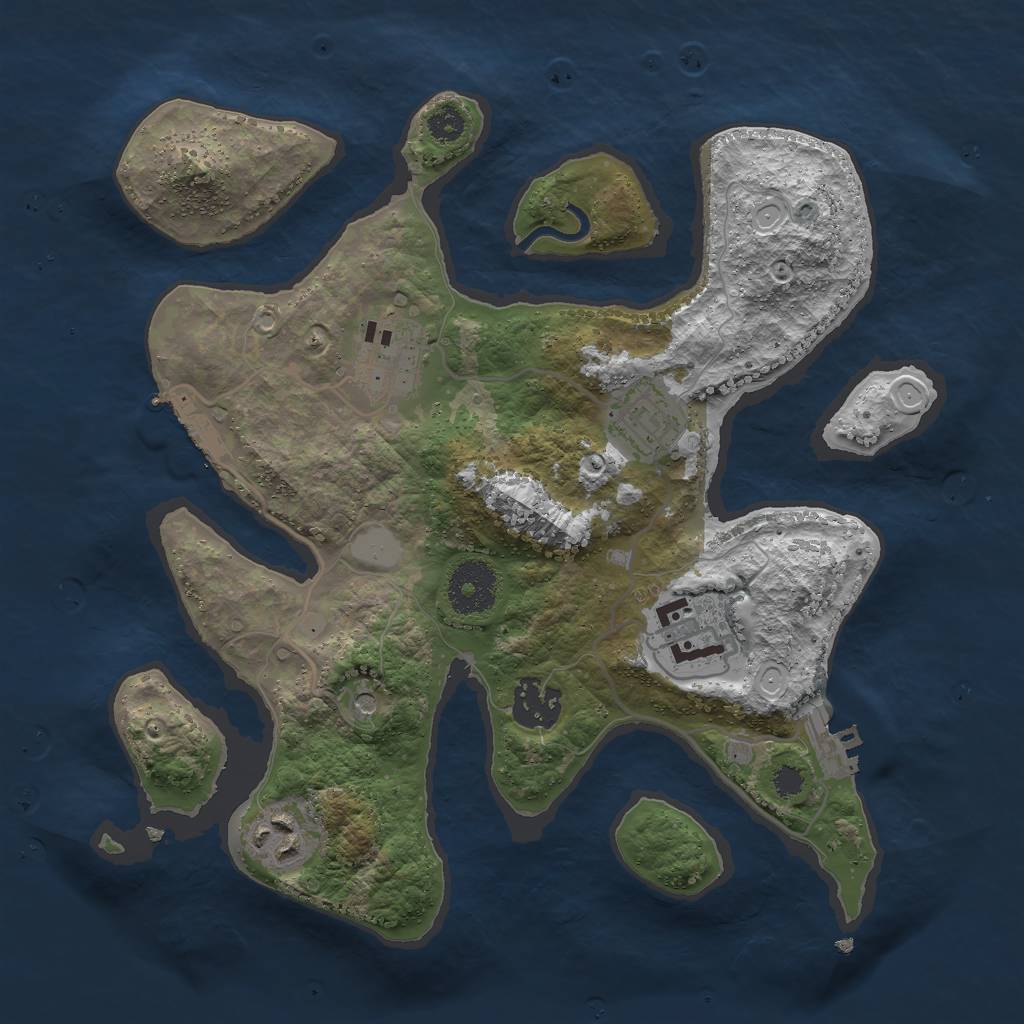 Rust Map: Procedural Map, Size: 3000, Seed: 451429, 13 Monuments