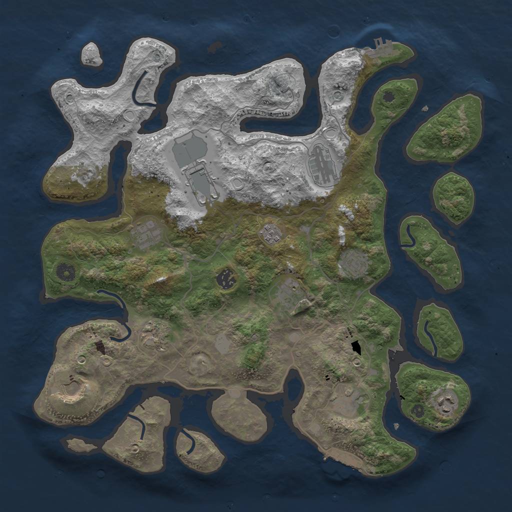 Rust Map: Procedural Map, Size: 4000, Seed: 853453708, 19 Monuments