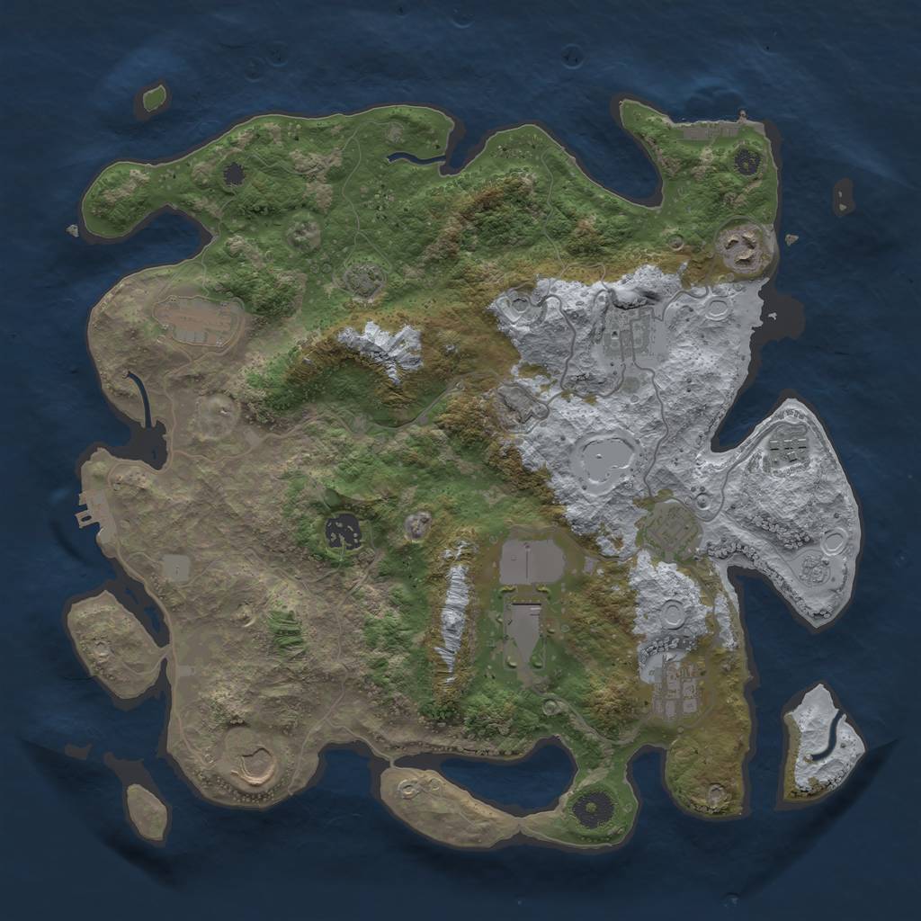 Rust Map: Procedural Map, Size: 3700, Seed: 1842231267, 17 Monuments