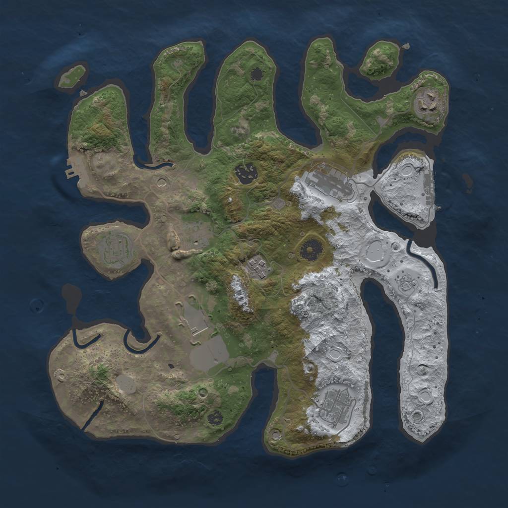 Rust Map: Procedural Map, Size: 3500, Seed: 675194215, 17 Monuments