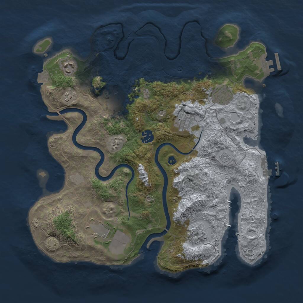 Rust Map: Procedural Map, Size: 3500, Seed: 675194215, 14 Monuments