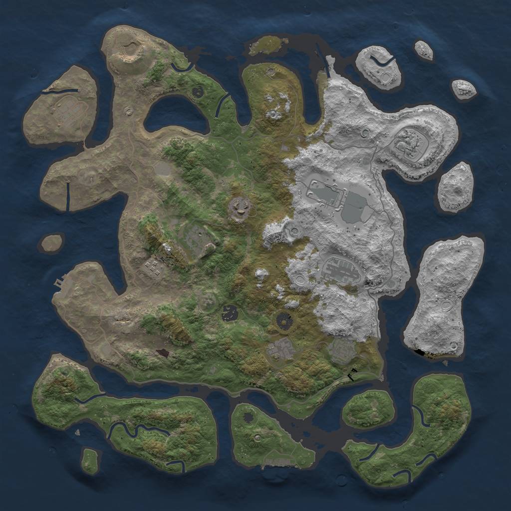 Rust Map: Procedural Map, Size: 4500, Seed: 1921427418, 19 Monuments