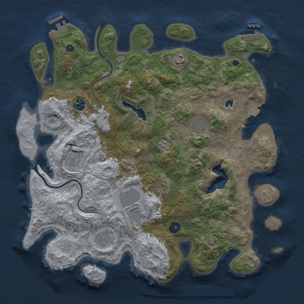 Rust Map: Procedural Map, Size: 4000, Seed: 557990558, 14 Monuments