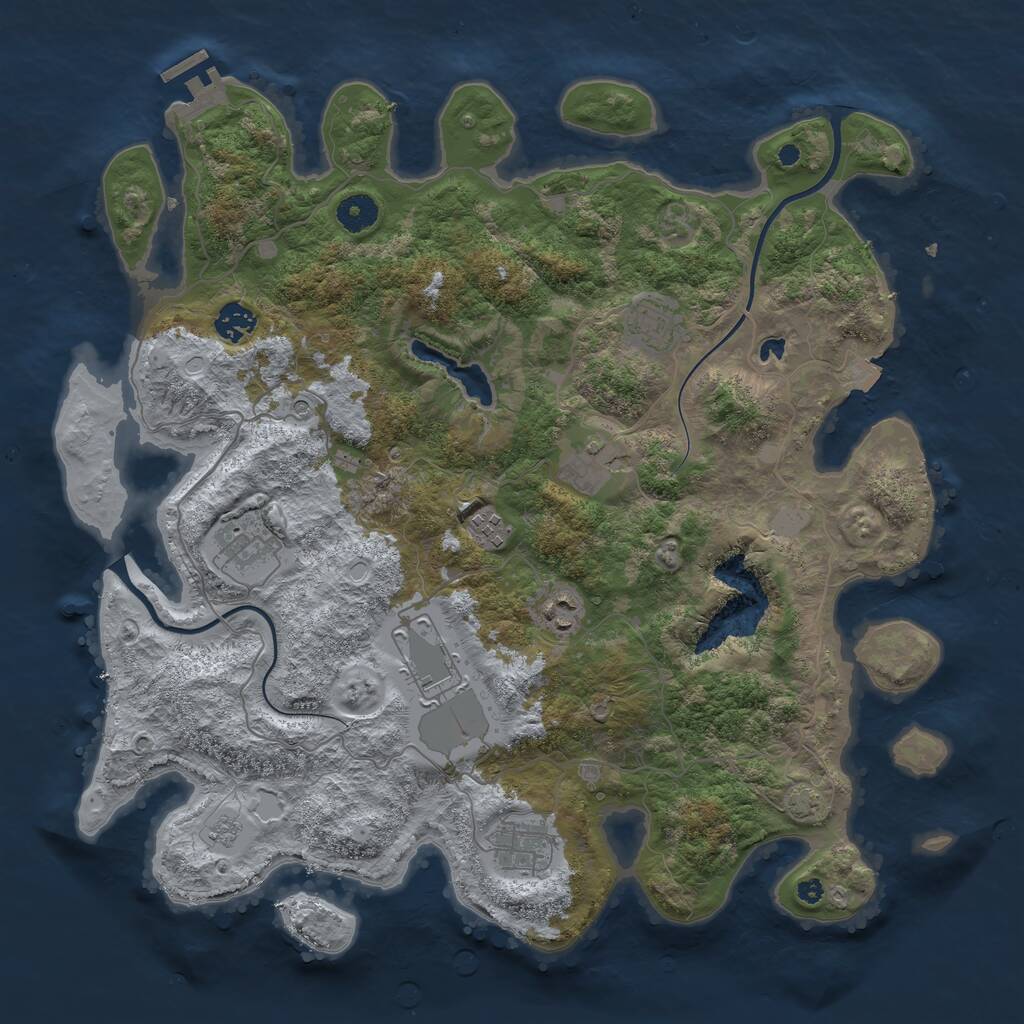 Rust Map: Procedural Map, Size: 4000, Seed: 557990558, 13 Monuments