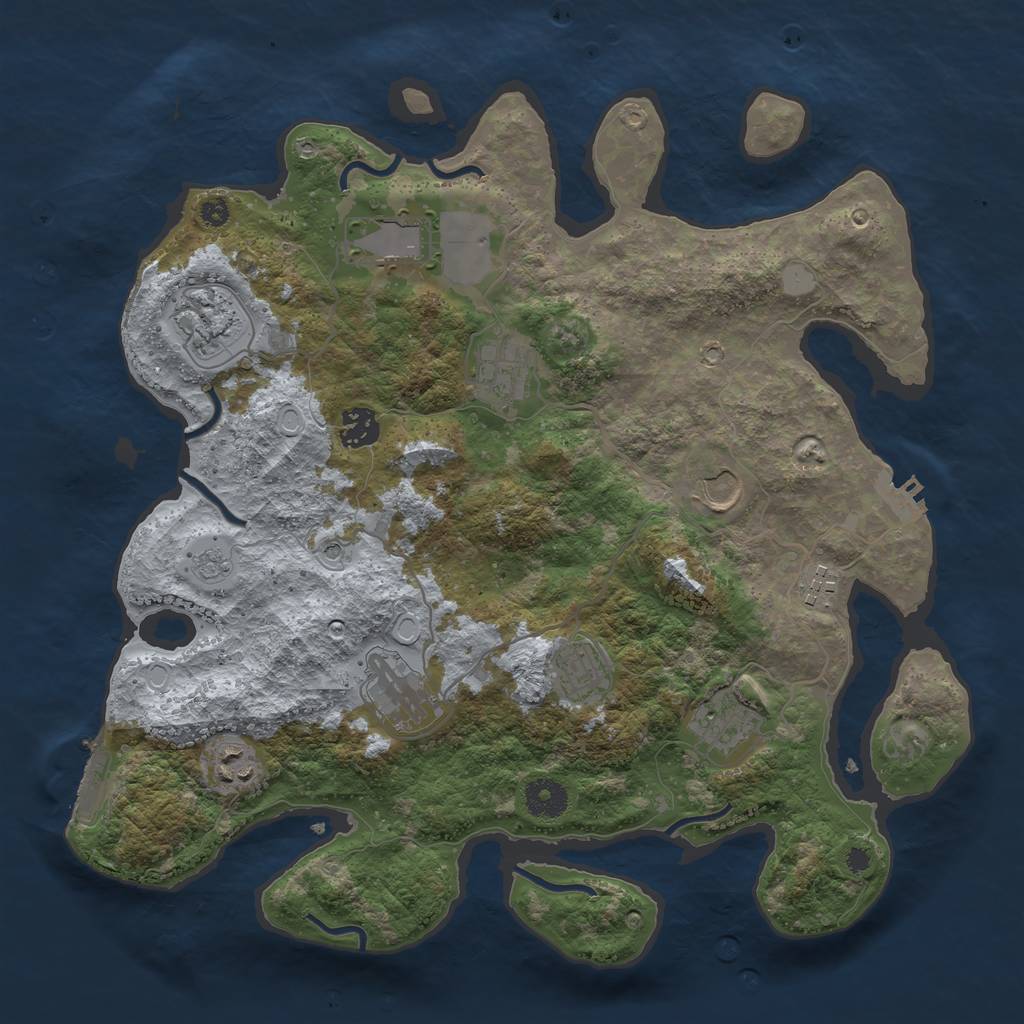 Rust Map: Procedural Map, Size: 3700, Seed: 1052607938, 17 Monuments