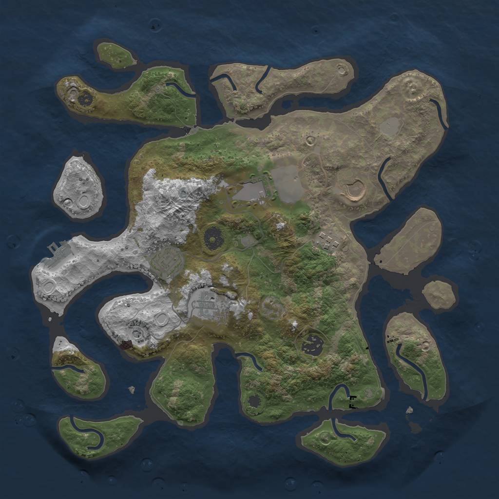 Rust Map: Procedural Map, Size: 3500, Seed: 187272554, 13 Monuments