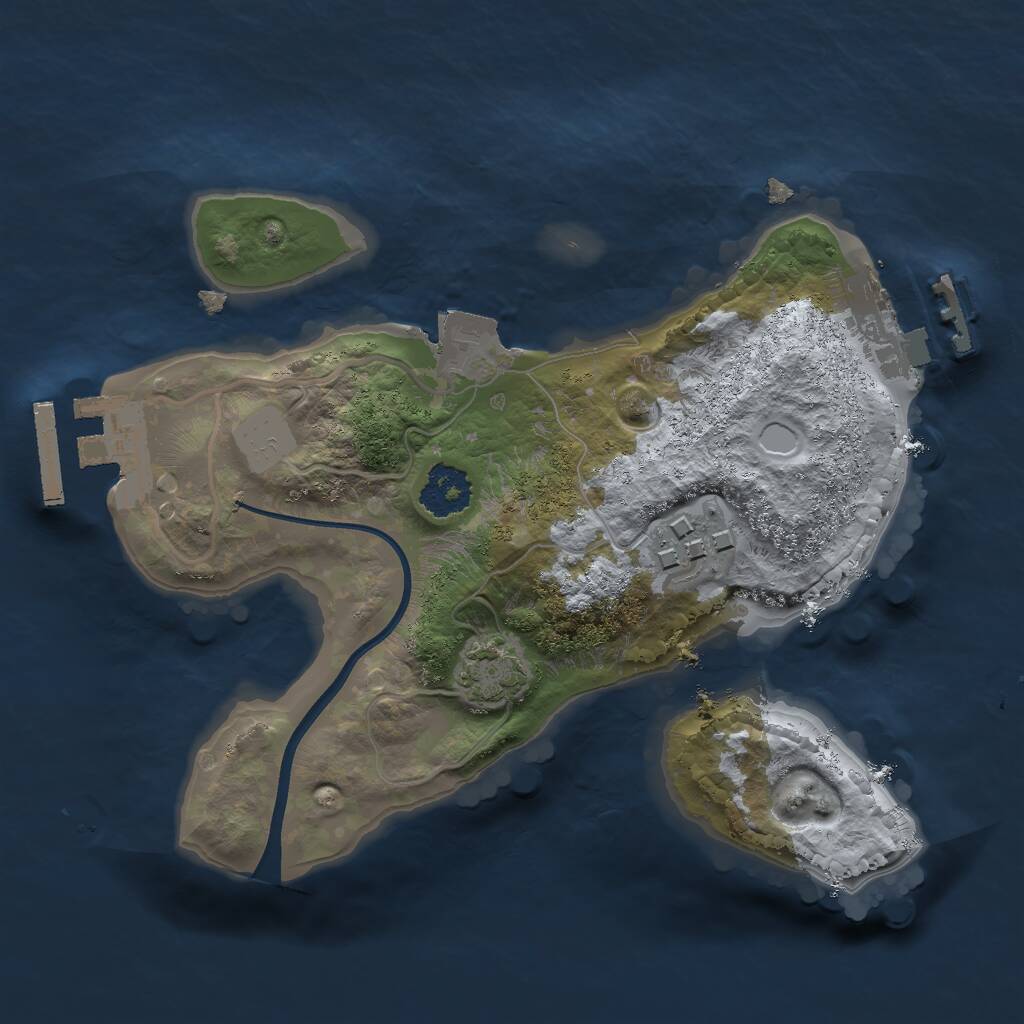 Rust Map: Procedural Map, Size: 2000, Seed: 605240222, 5 Monuments