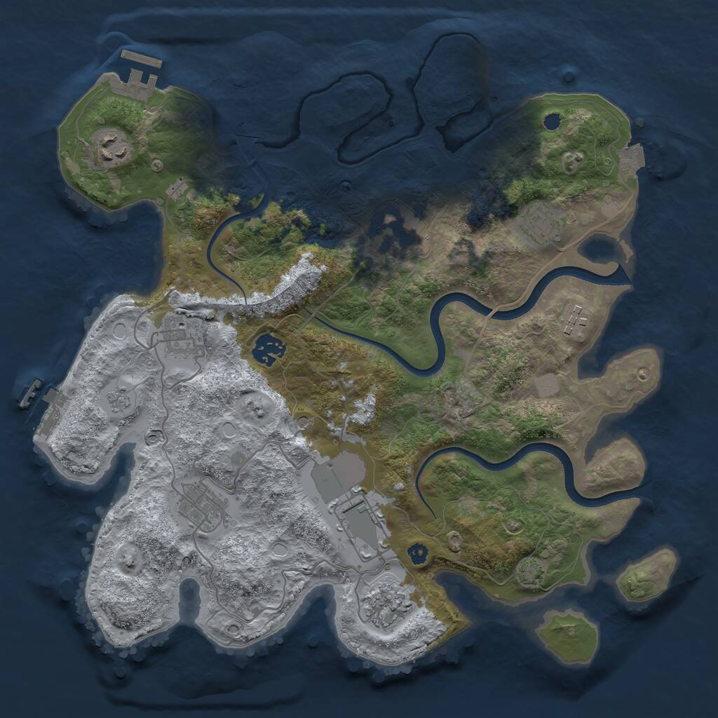 Rust Map: Procedural Map, Size: 3500, Seed: 35940, 15 Monuments
