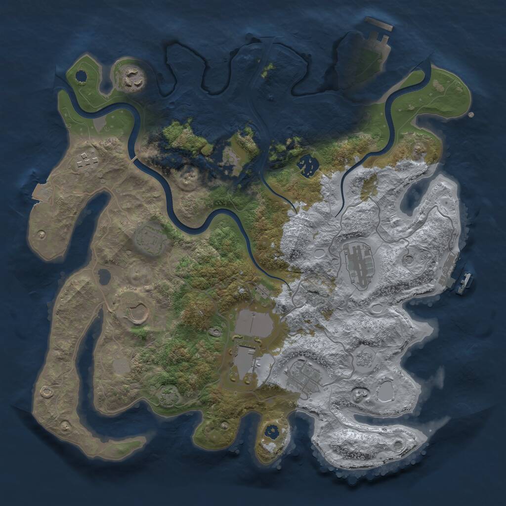 Rust Map: Procedural Map, Size: 3555, Seed: 222321132, 15 Monuments