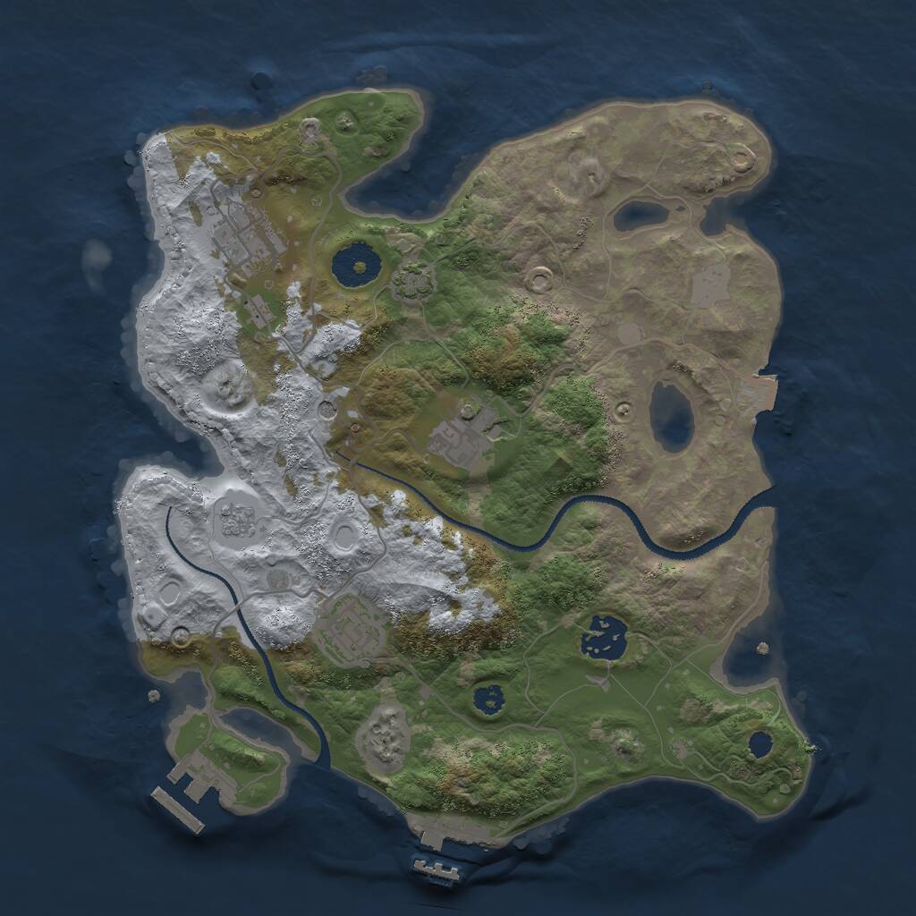 Rust Map: Procedural Map, Size: 3000, Seed: 387594, 10 Monuments