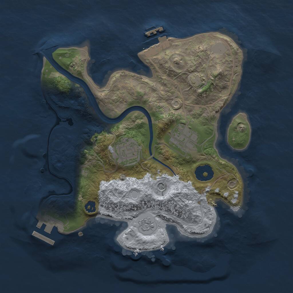 Rust Map: Procedural Map, Size: 2500, Seed: 31533874, 8 Monuments