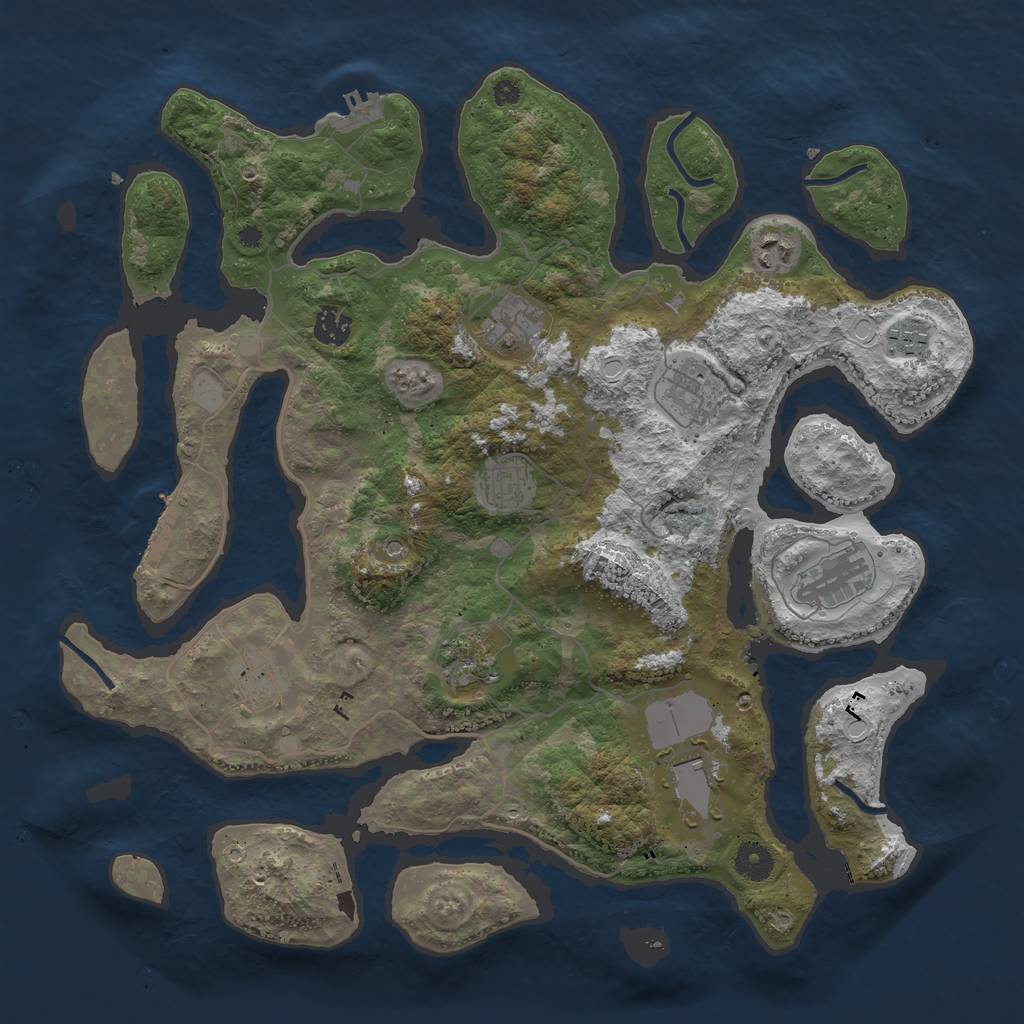 Rust Map: Procedural Map, Size: 4000, Seed: 1502395904, 18 Monuments