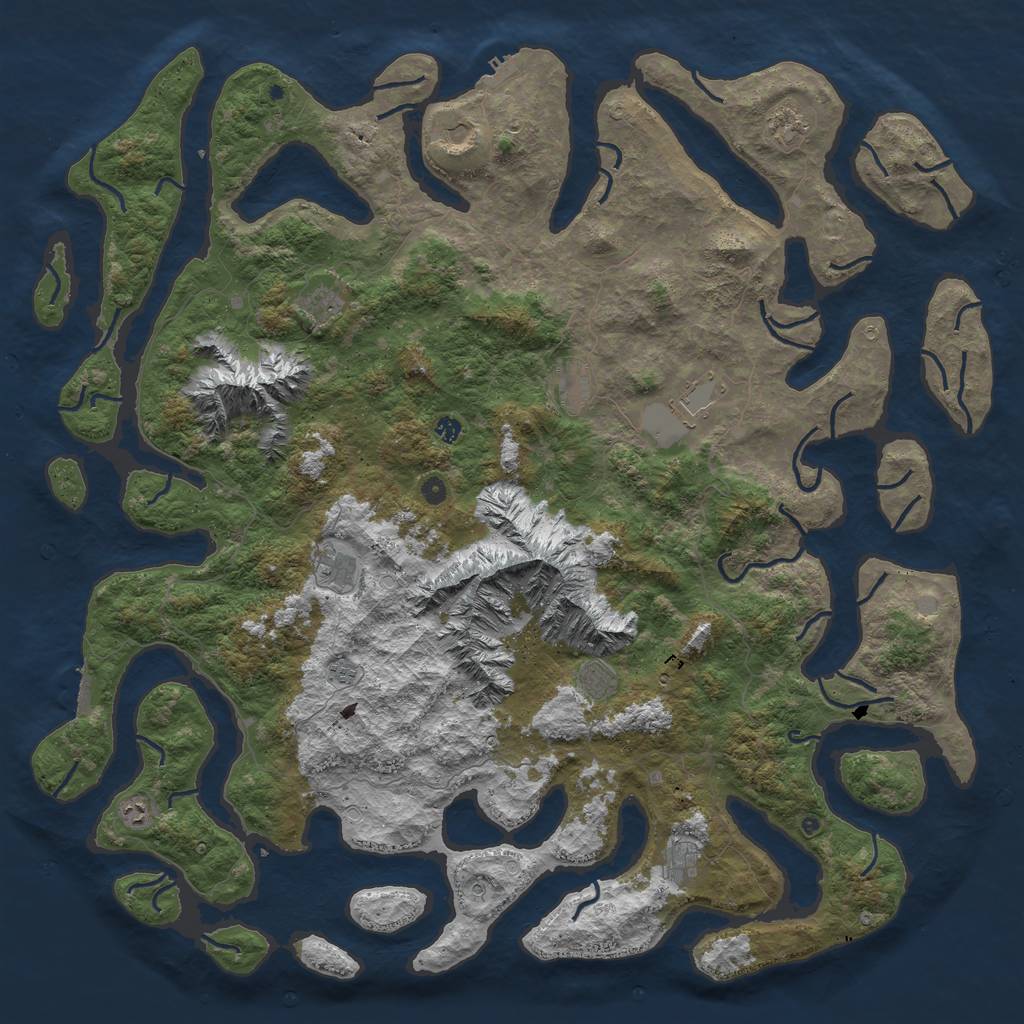 Rust Map: Procedural Map, Size: 6000, Seed: 666999, 19 Monuments