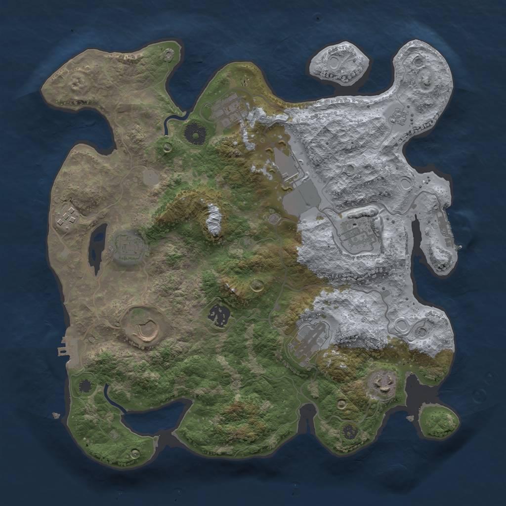 Rust Map: Procedural Map, Size: 3500, Seed: 1280612277, 16 Monuments