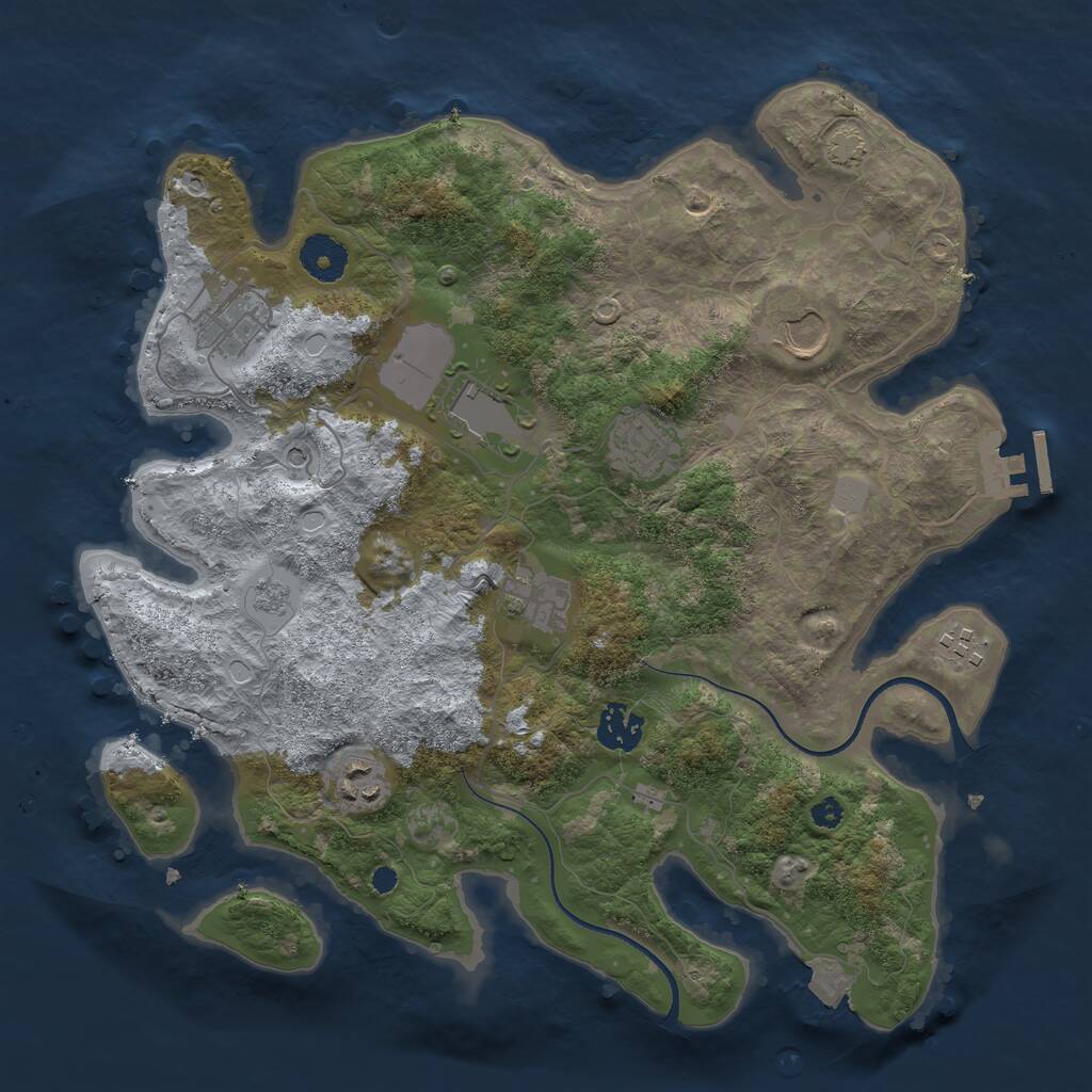 Rust Map: Procedural Map, Size: 3500, Seed: 184314, 13 Monuments