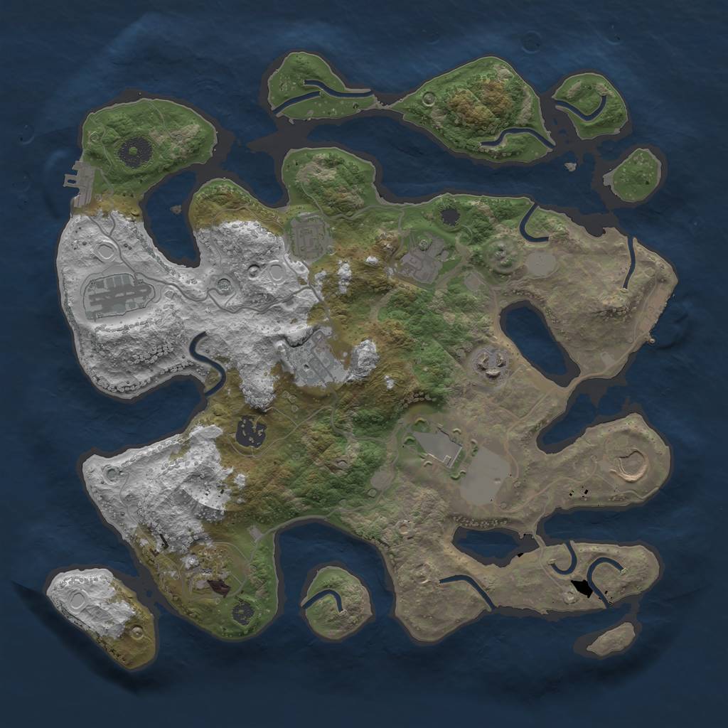 Rust Map: Procedural Map, Size: 3500, Seed: 903307634, 17 Monuments