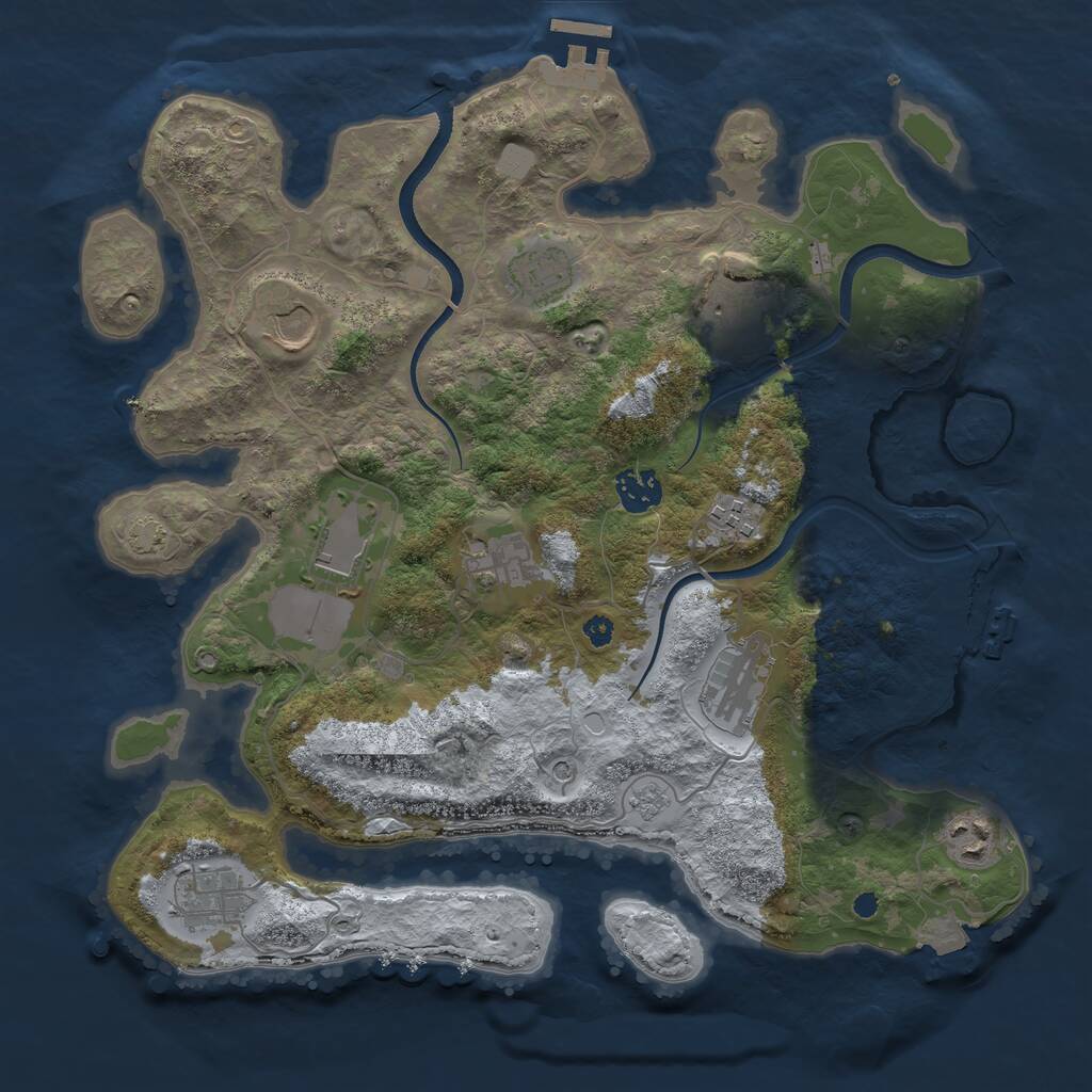 Rust Map: Procedural Map, Size: 3599, Seed: 80250209, 16 Monuments