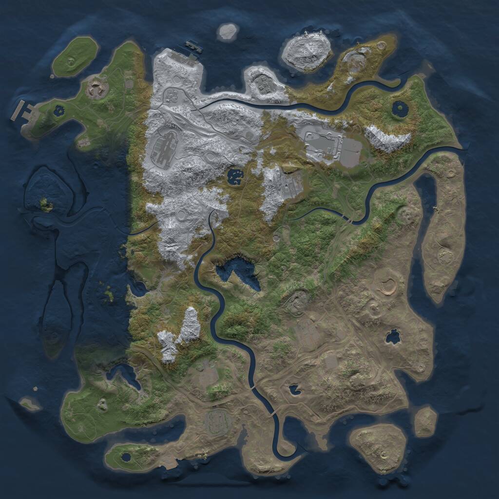 Rust Map: Procedural Map, Size: 4500, Seed: 243445324, 16 Monuments