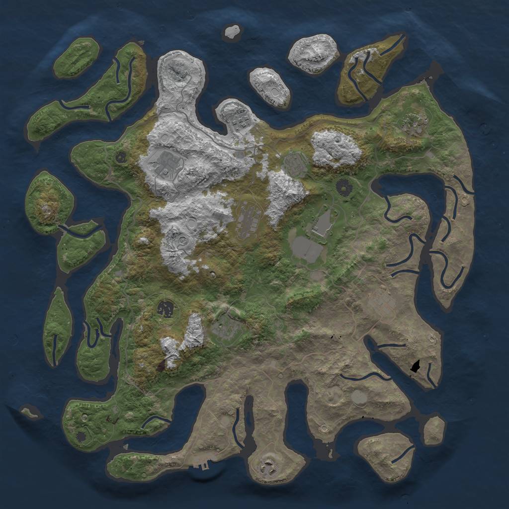 Rust Map: Procedural Map, Size: 4500, Seed: 243445324, 17 Monuments