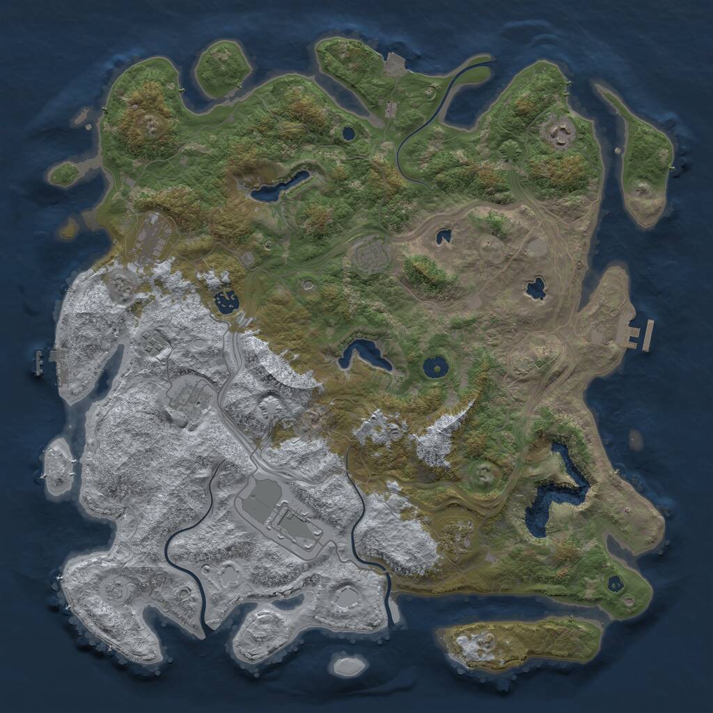 Rust Map: Procedural Map, Size: 4500, Seed: 174077484, 14 Monuments