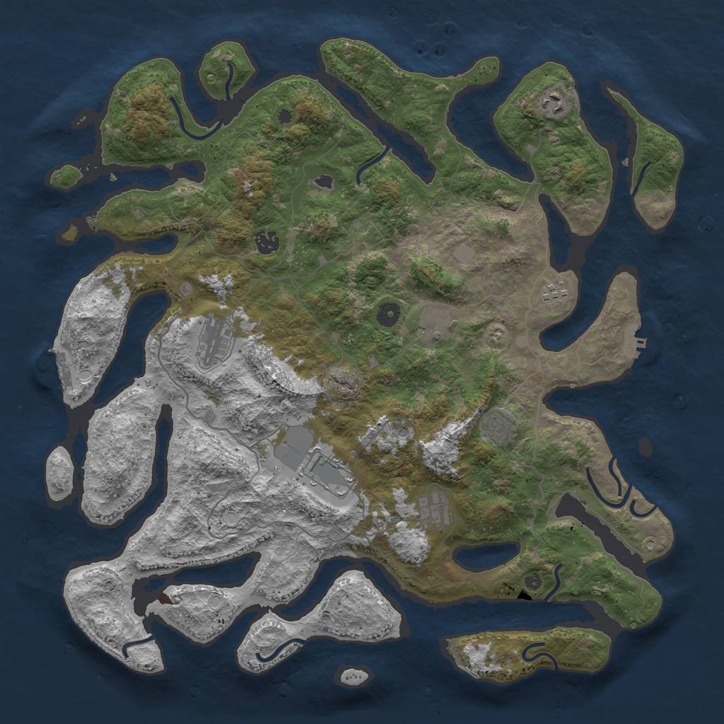 Rust Map: Procedural Map, Size: 4500, Seed: 174077484, 16 Monuments