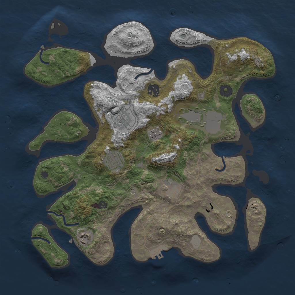 Rust Map: Procedural Map, Size: 3500, Seed: 15645655, 14 Monuments