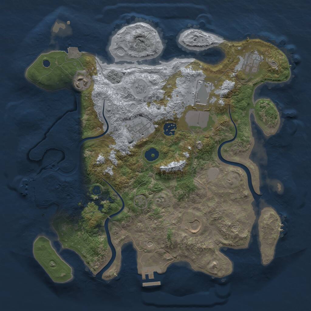 Rust Map: Procedural Map, Size: 3500, Seed: 15645655, 13 Monuments