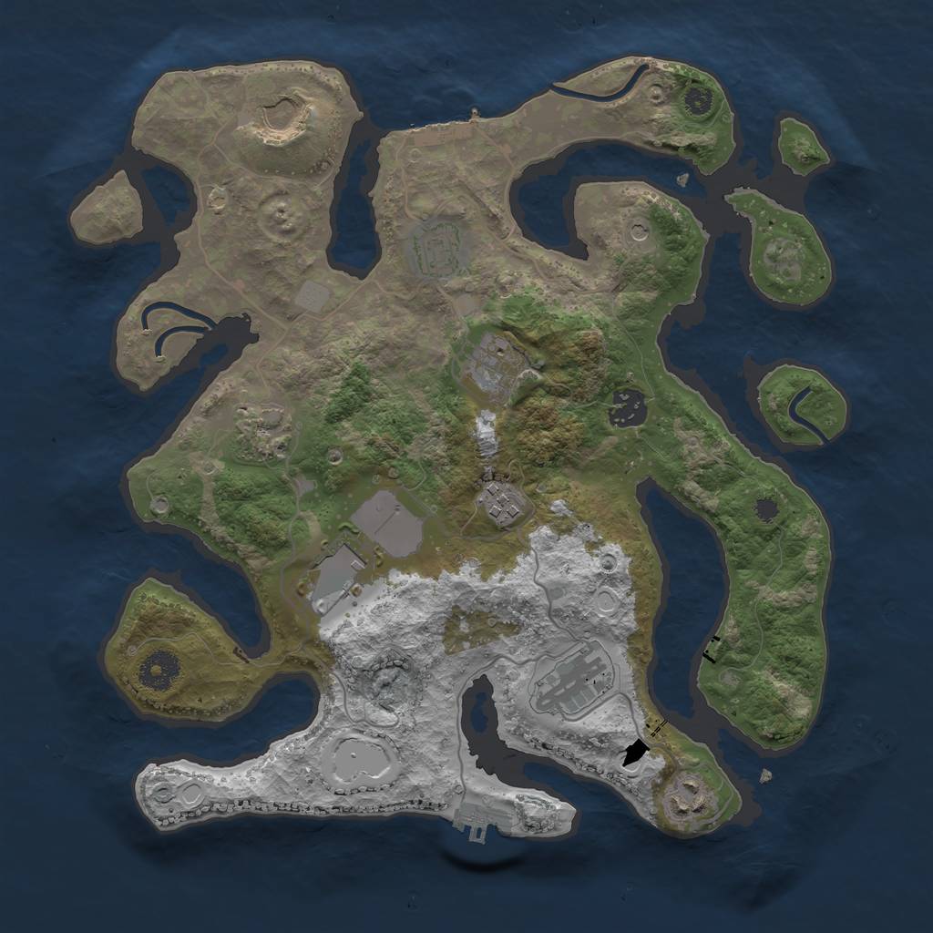 Rust Map: Procedural Map, Size: 3500, Seed: 546546954, 17 Monuments