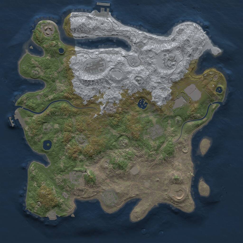 Rust Map: Procedural Map, Size: 3750, Seed: 559931082, 16 Monuments