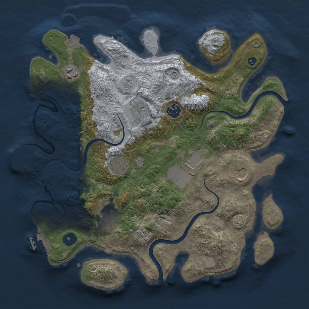 Rust Map: Procedural Map, Size: 3500, Seed: 946724, 14 Monuments