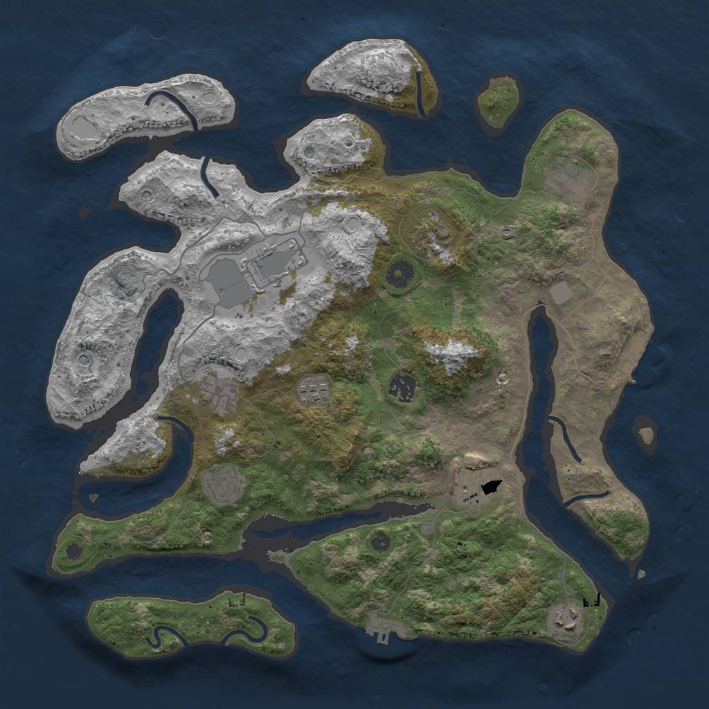 Rust Map: Procedural Map, Size: 3890, Seed: 1109, 17 Monuments