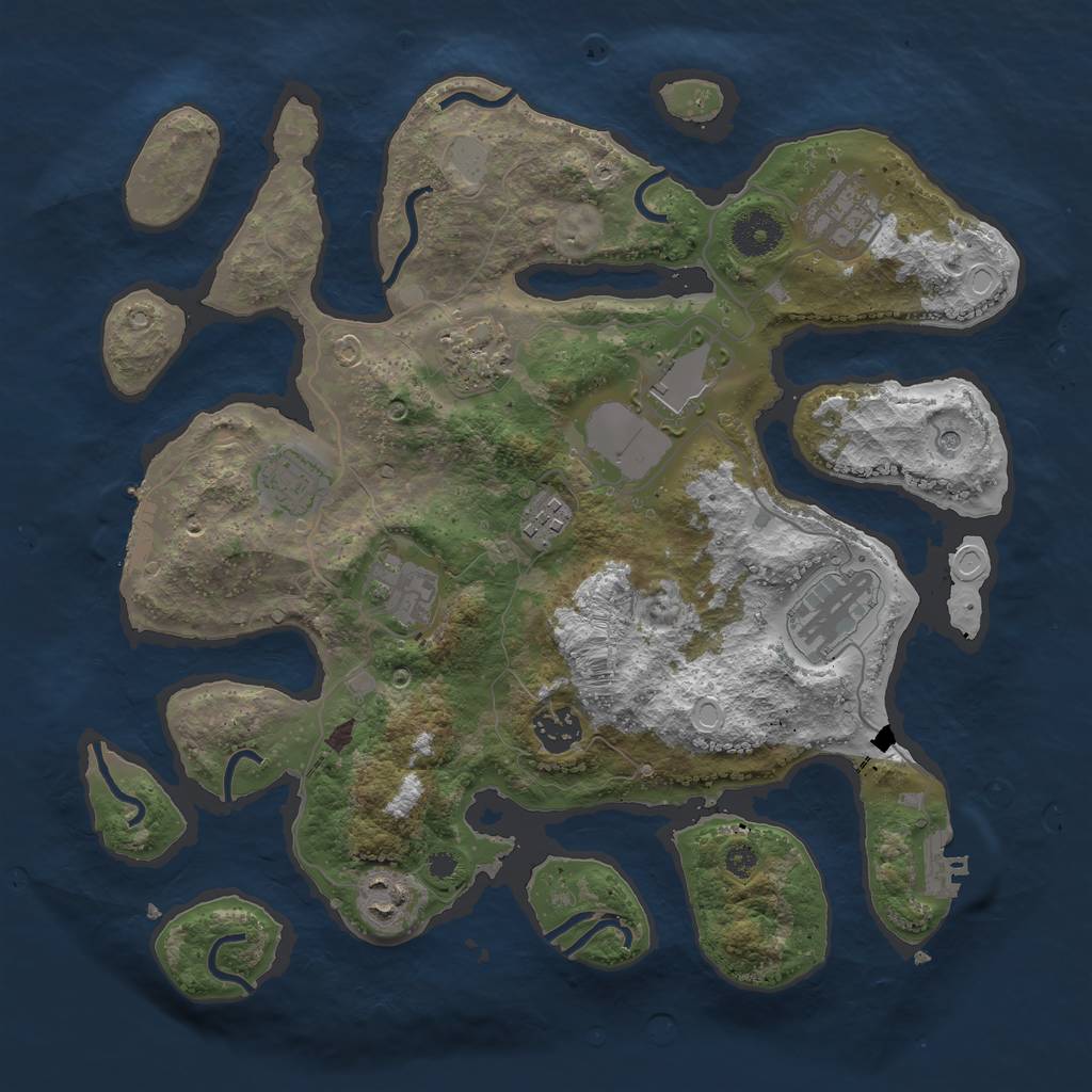 Rust Map: Procedural Map, Size: 3500, Seed: 571863430, 17 Monuments