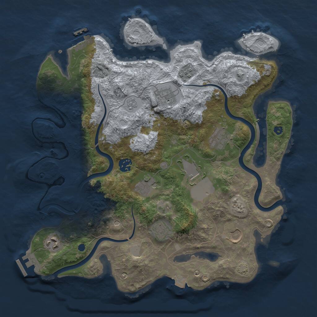 Rust Map: Procedural Map, Size: 3500, Seed: 1938013312, 15 Monuments