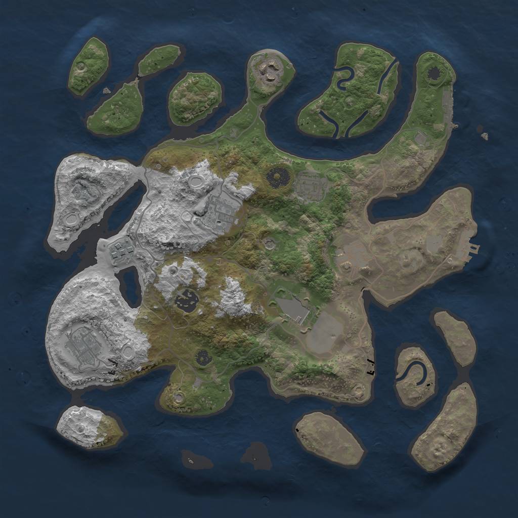 Rust Map: Procedural Map, Size: 3500, Seed: 166846431, 16 Monuments