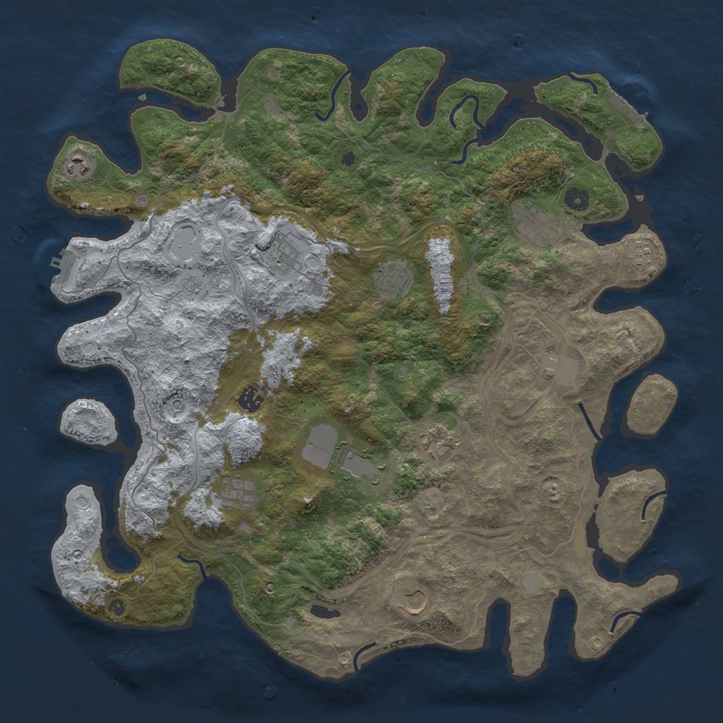 Rust Map: Procedural Map, Size: 4500, Seed: 481415315, 18 Monuments