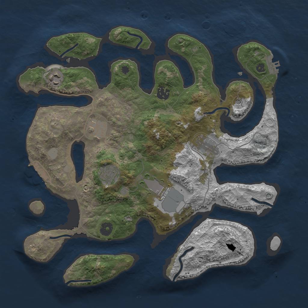 Rust Map: Procedural Map, Size: 3500, Seed: 85638448, 14 Monuments