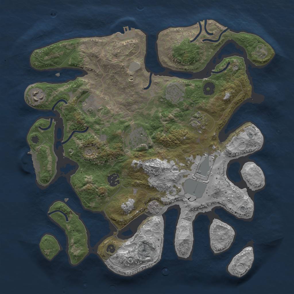 Rust Map: Procedural Map, Size: 3500, Seed: 1500067070, 16 Monuments