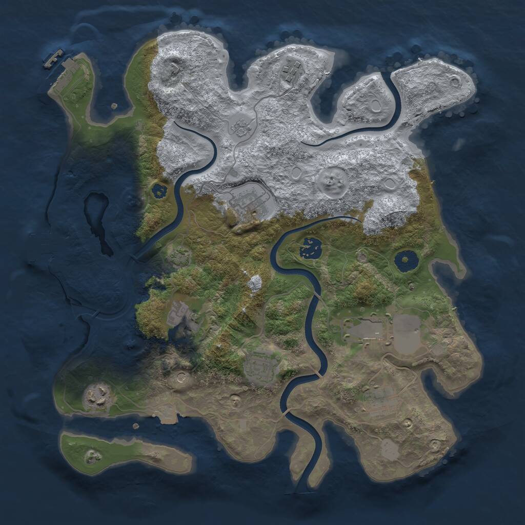 Rust Map: Procedural Map, Size: 3500, Seed: 679174225, 14 Monuments