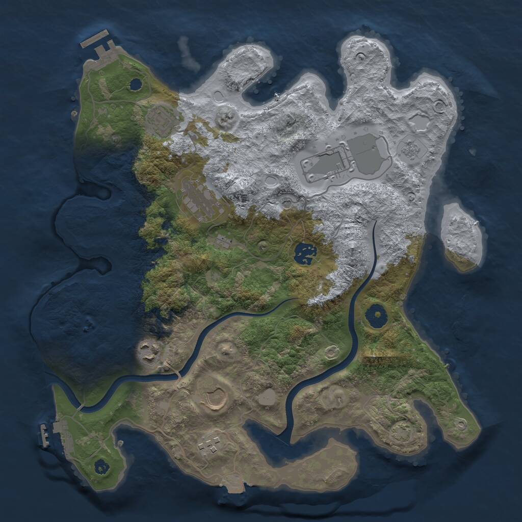 Rust Map: Procedural Map, Size: 3500, Seed: 1776368581, 13 Monuments