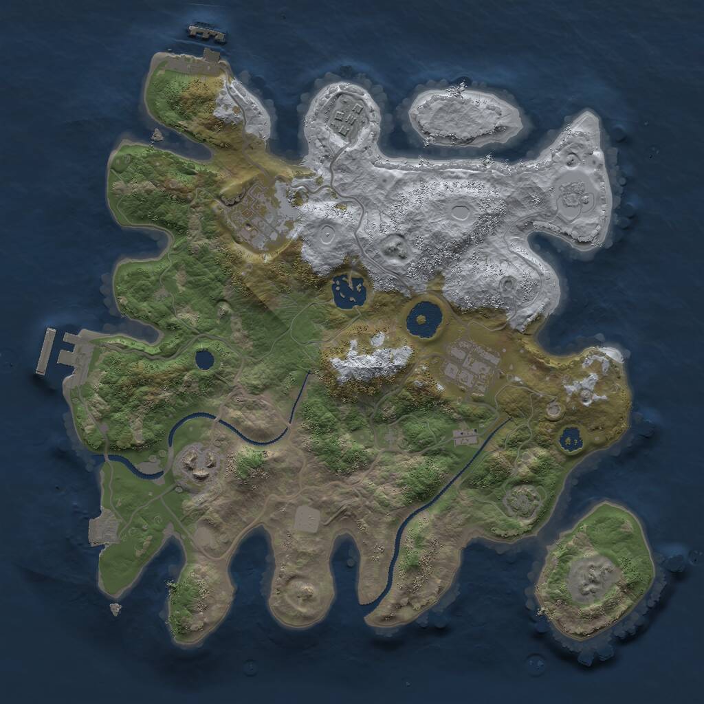 Rust Map: Procedural Map, Size: 3000, Seed: 1169187800, 10 Monuments