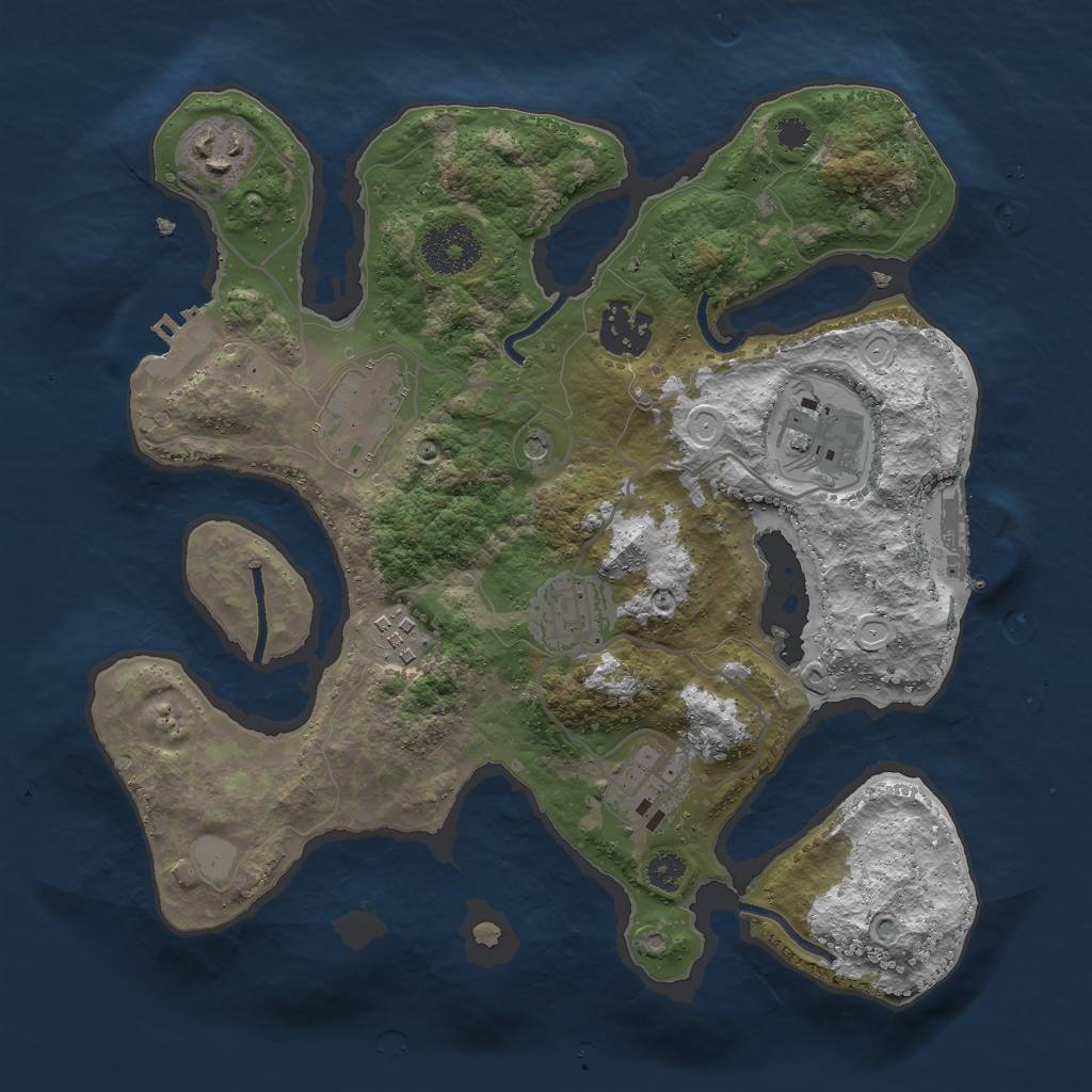 Rust Map: Procedural Map, Size: 3000, Seed: 2089091955, 15 Monuments