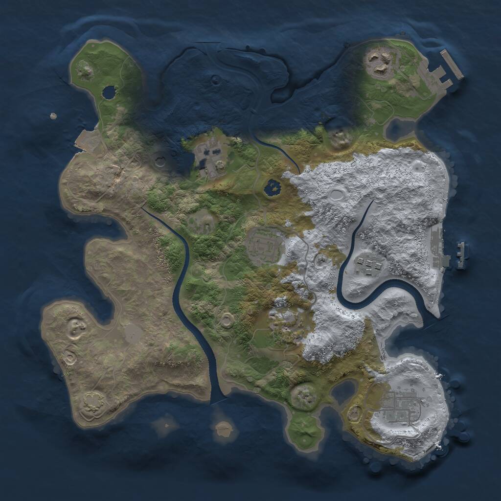 Rust Map: Procedural Map, Size: 3000, Seed: 2089091955, 11 Monuments