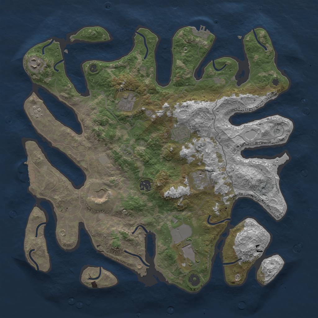 Rust Map: Procedural Map, Size: 4000, Seed: 629147, 16 Monuments