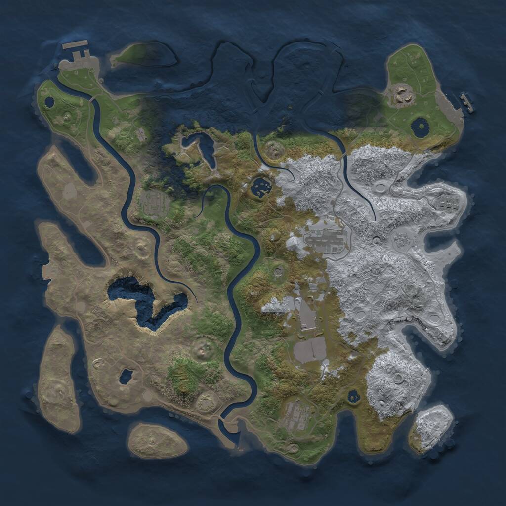 Rust Map: Procedural Map, Size: 4000, Seed: 629147, 13 Monuments