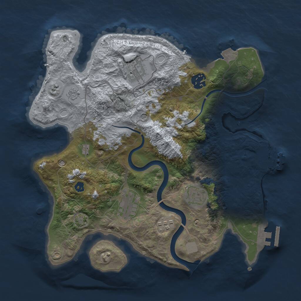 Rust Map: Procedural Map, Size: 3000, Seed: 831725480, 11 Monuments