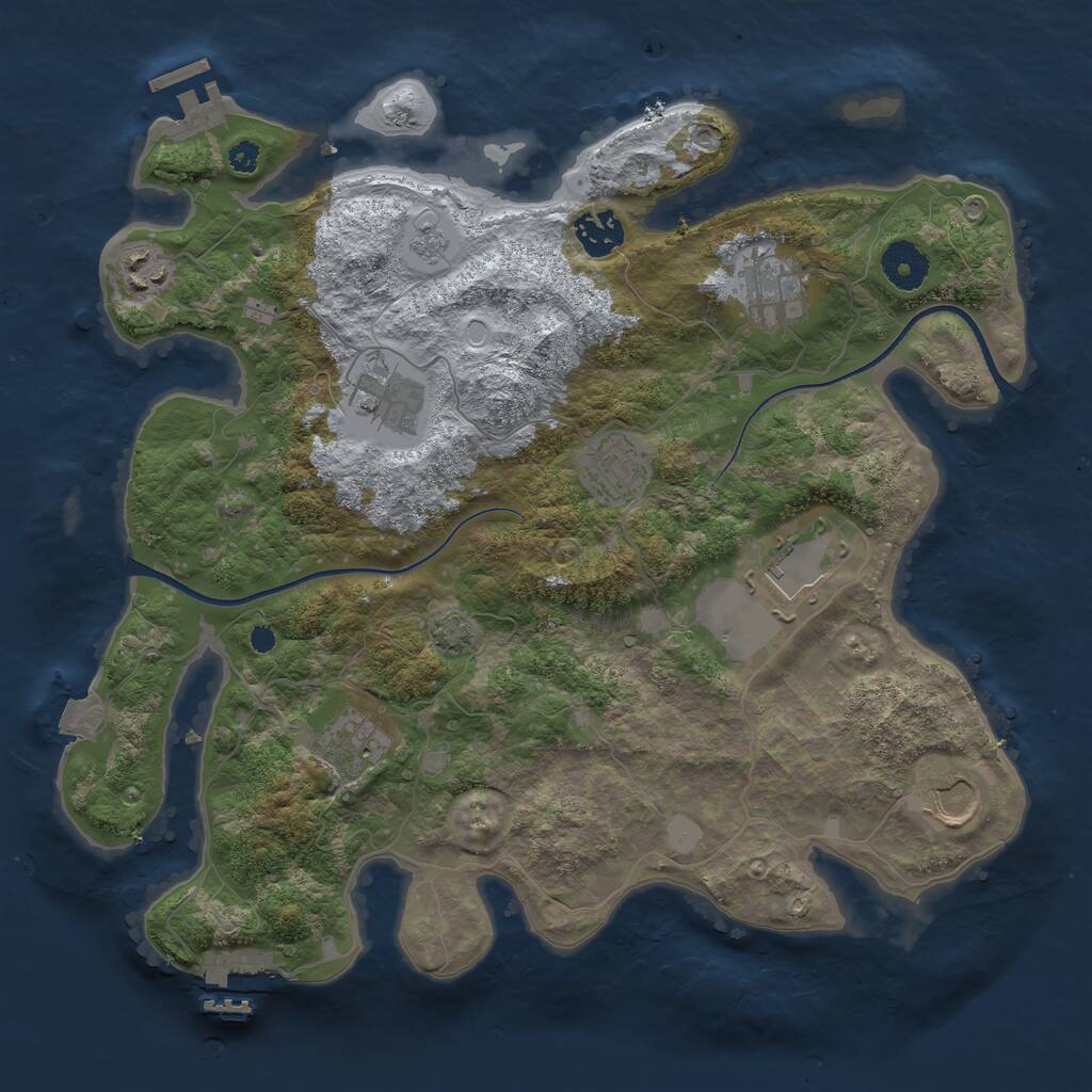 Rust Map: Procedural Map, Size: 3500, Seed: 1459665511, 13 Monuments